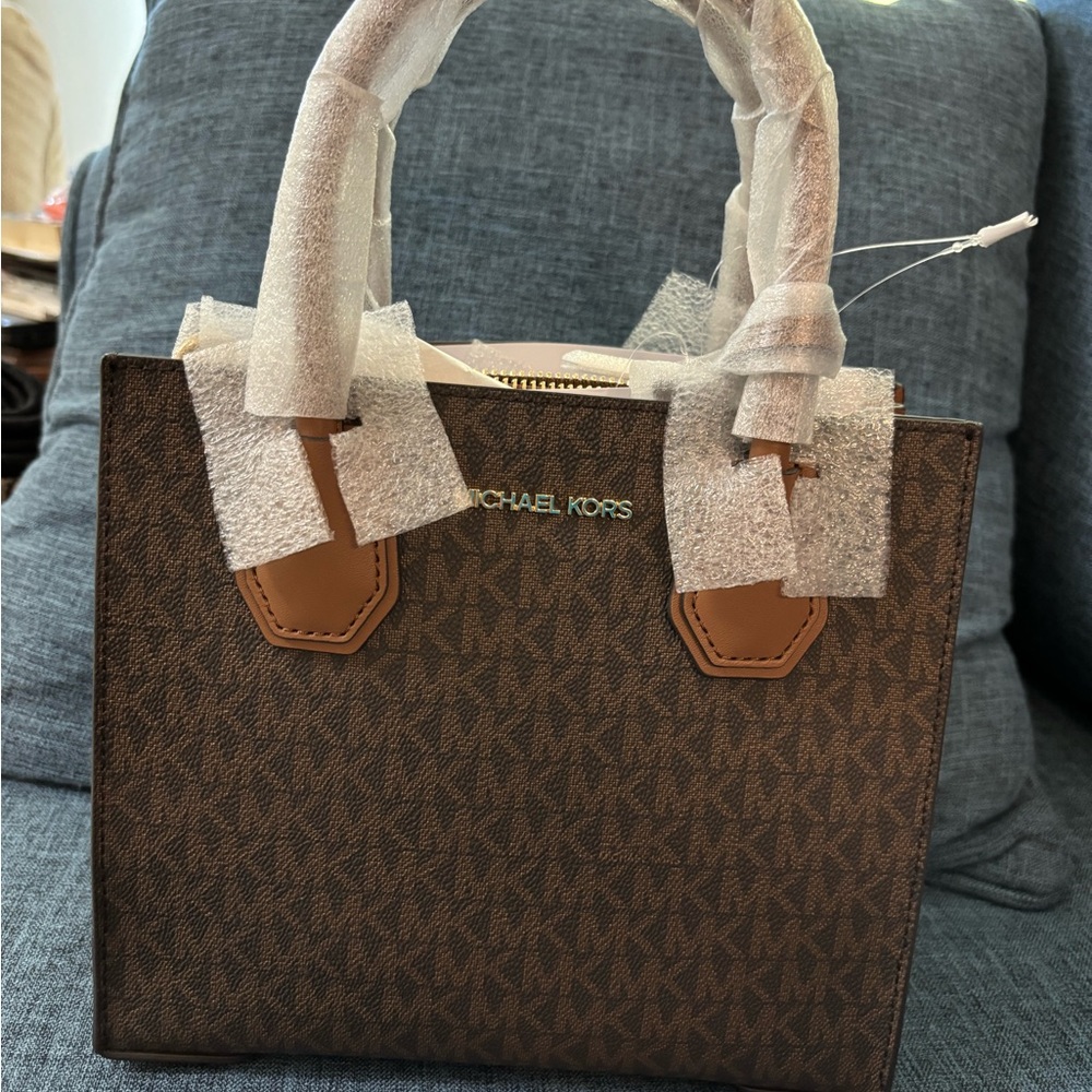 Michael Kors Brown Satchel with Signature Monogram